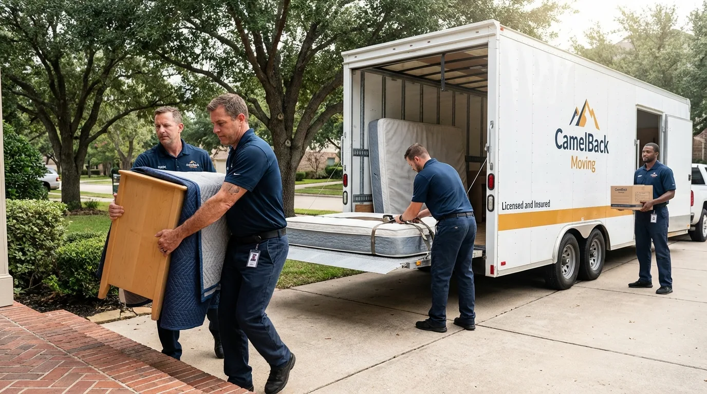 Crew loading residential truck for cross-state move from Avon Park, FL